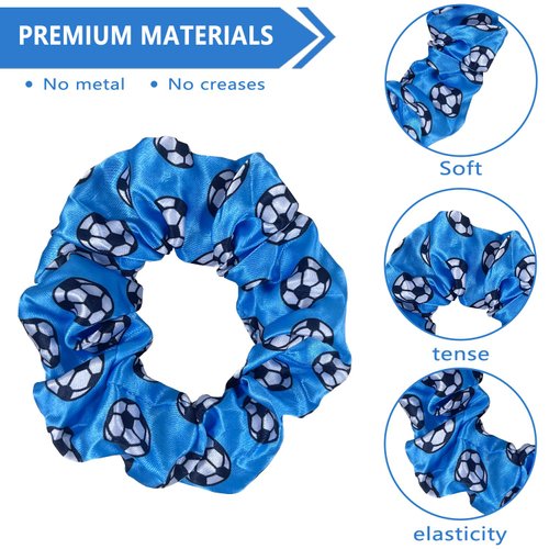 7 Pcs Shiny Soccer Hair Scrunchies Cheer Soccer Uniforms Scrunchie School Performance/Sports/Practice/Party/Gymnastics Scrunchie Ponytail Holder Wrist for Girls Cosplay Show (Red)