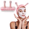 SuPoo Light Pink Snail Face Wash Headband Funny Skincare Spa Headband Cute Alien Puffy Makeup Headbands for Women Stretchy Antenna Eyes Hair Wrap Hair Band for Washing Face Hair Accessories