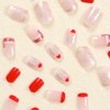 ROFIBUT Christmas Press on Nails Short Square Fake Nails Glossy French Tips Red Silver Glitter Design Christmas Glue on Nails Santa Hat Heart Reindeer Acrylic Glue on Nails for Women Girls 24Pcs
