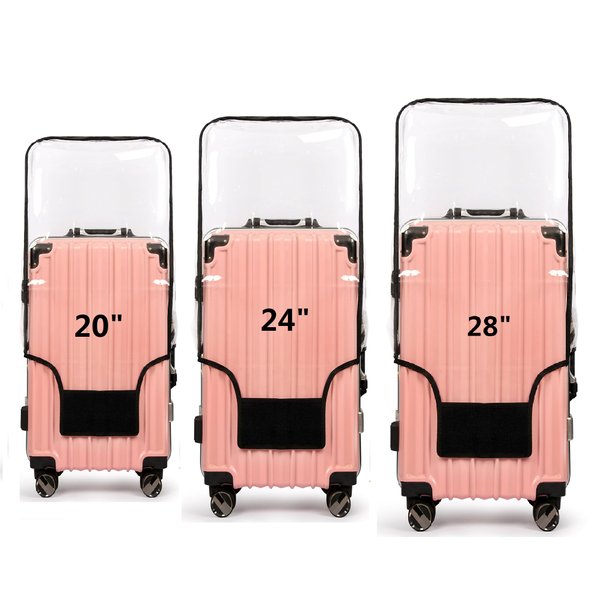 FABULWAY 3PCS Clear PVC Suitcase Cover Protectors Transparent Luggage Cover Waterproof Wheeled Suitcase Dust Cover Dustproof Travel Luggage Sleeve Protector 20"+24" 28" (3PCS Upgraded)