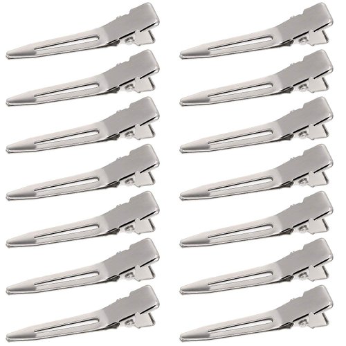 Hicarer 1.75 Inches Single Prong Curl Metal Hair Clips for Dreads Lock Clips Hair Alligator Clips Silver Section Clips Metal Alligator Clips Hair Pins for Hair Extensions (50 Pack)