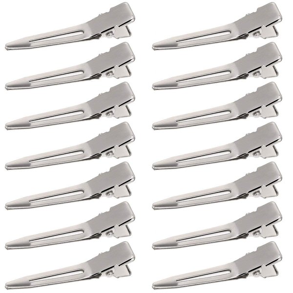 Hicarer 1.75 Inches Single Prong Curl Metal Hair Clips for Dreads Lock Clips Hair Alligator Clips Silver Section Clips Metal Alligator Clips Hair Pins for Hair Extensions (50 Pack)