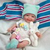 MYREBABY 7 Inch Mini Silicone Baby, Reborn Baby Dolls Silicone Full Body Girl Lucy, Realistic Newborn Baby Doll Real Life Miniature Baby Doll with Feeding Accessories（Extra complimentary Head Flower）