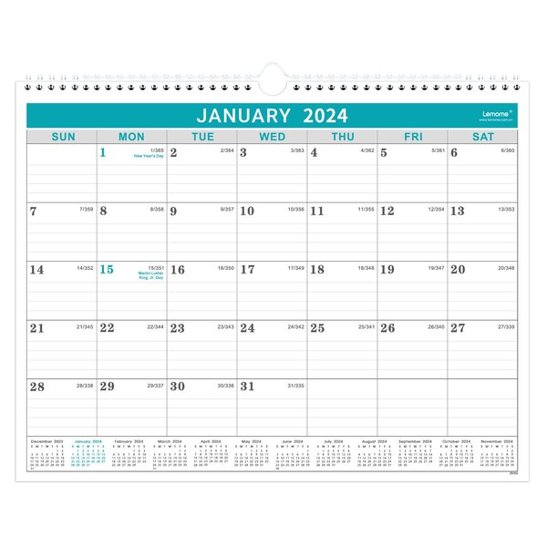 Calendar 2024-12 Monthly Wall Calendar 2024 from January 2024 to December 2024, 2024 Calendar with Julian Date, 14.75 x 11.5 Inches, Thick Paper for Organizing