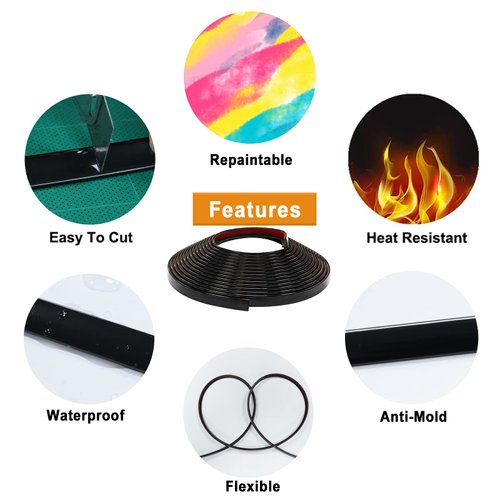 STICKGOO 22ft Peel and Stick Trim Molding, Premium Self-Adhesive Wall Trim for Tile Edges, Furniture Accent, and Kitchen Backsplash Decor in Black