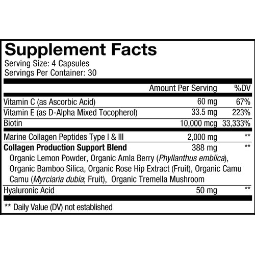 Codeage Marine Collagen Peptides – Hydrolyzed Fish Collagen Protein Supplement, 10,000mcg Biotin Collagen, Vitamin C, E, Hyaluronic Acid Amino Acid - Hair, Skin, Joint, Wild-Caught Fish - 120 capsules