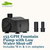 smartpond 155 GPH Fountain Pump with Low-Water Shut-off Feature, Auto Shut-Off to Prevent Pump Burnout, 3 ft. Pumping Height, Ideal for Small Fountains, Great for Hydroponics
