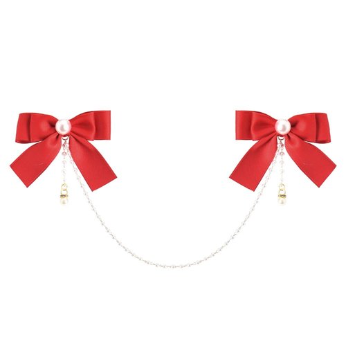 Satin Hair Bow Clips for Women Girls Valentines Day Hair Bows Accessories for Women Small Red Ribbon Bow Hair Clip Pearl Bow Barrettes for Girl Tassel Ribbon Bowknot Hair Clips Bow Decorated Hair Clip