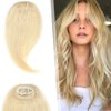 Hairro Clip in Wave Side Bangs Extensions, 100% Human Hair 2 PCS Clip on Middle Part French Bangs Thin Sides Swept Fringe Hairpieces