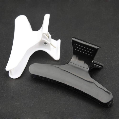 XINGYHENG 24Pcs Large Butterfly Hair Clamps Black and White Plastic Clip Hairdressing Tray Hair Positioning Hairpin