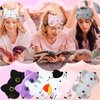 Wesiti 12 Packs Sleepover Party Favors, 6 Bow Headbands and 6 Cute Sleeping Eye Mask Spa Headband Elastic Make Up Headbands Soft Cat Eyeshade Sleeping Cover for Girls Women Pajama Party Gift