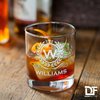 DADDY FACTORY Personalized Whiskey Glass, Engraved Monogram Rocks Cocktail Glass, 10.25 oz Custom Bourbon Gift For Men