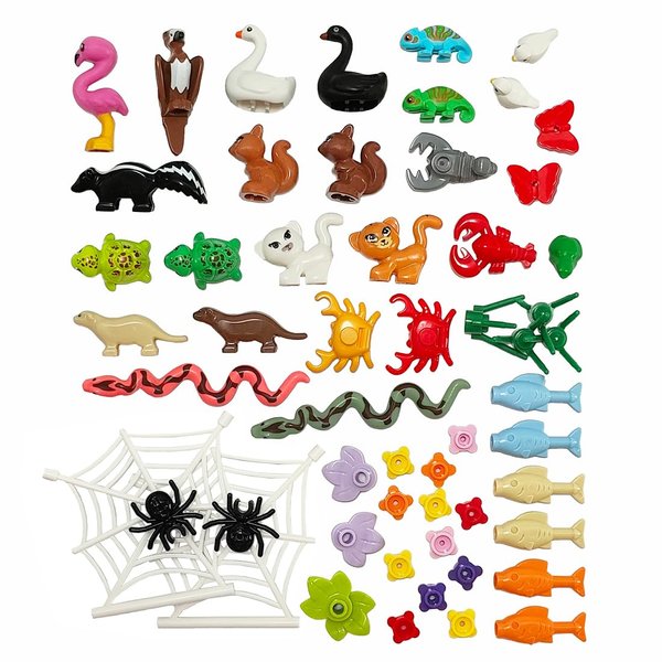 Animals Figures Building Block Pack, Jungle Forest Animals Bricks Accessories, City Zoo Parts and Pieces, MOC Toy Gift for Kids