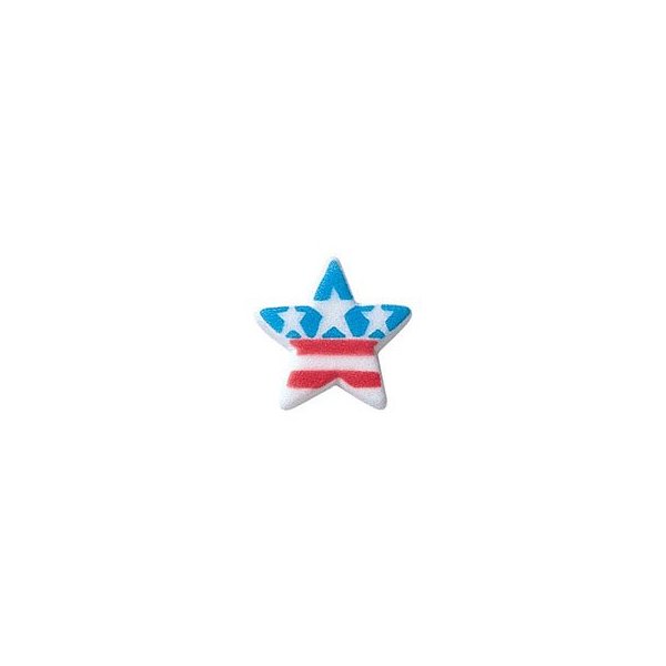 US Flag Patriotic July 4th Stars & Stripes Sugar Decorations for Cakes and Cupcakes 12count