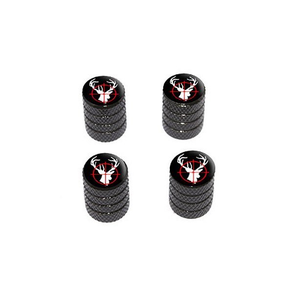 Deer Elk Buck Hunting - Tire Rim Wheel Valve Stem Caps - Black