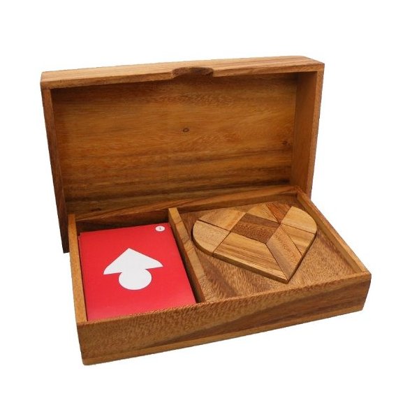 Logic Heart Tangram Set with Play Cards Wooden Puzzle Game