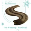 YoungSee Wire Hair Extensions Brown Balayage Wire Human Hair Extensions Adjustable Fish Line Real Human Hair Extensions Balayage Chocolate Brown Mix Caramel Blonde Balayage Hair Piece 18Inch 80G