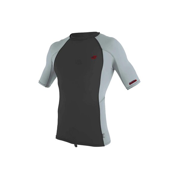 O'Neill Men's Premium Skins UPF 50+ Short Sleeve Rash Guard, Raven/Cool Grey/Cool Grey, 2XL