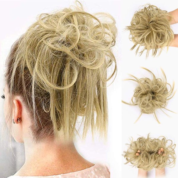FORCUTEU Messy Bun Hair Piece Tousled Updo Hair Piece Scrunchies Synthetic Wavy Bun Extensions Rubber Band Elastic Scrunchie Chignon Instant Ponytail for Women(86-10#)