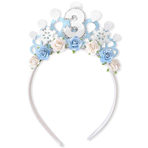 Jissoo Snowflake Ice Queen Crown Tiara - 3rd Birthday Tiara Crown,Snow Queen Tiara Alice Band Headband, Party Props, Girl Gifts
