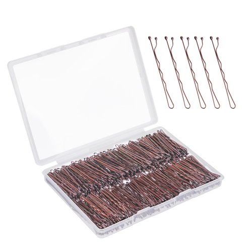 500 Pcs Bobby Pins Brown Hair, 2 Inch Secure Hold Brown Bobby Pins with Storage Box for All Hair Types, Crimped Brown Hair Pins for Women, Girls, Kids