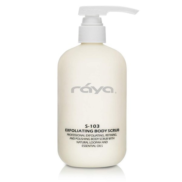 RAYA Exfoliating Body Scrub 16 oz (S-103) | Exfoliating, Refining, and Polishing Body Scrub | Made with Natural Loofah and Essential Oils | Relieves Ingrown Hairs