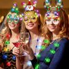 Blowata 12 PCS Christmas Party Favors, Light Up Christmas Necklace Headband Glasses Set, Candy Cane Snowflake Tree Bulb Necklace LED Headband Flashing Eyeglasses for Xmas Gifts, Christmas Accessories