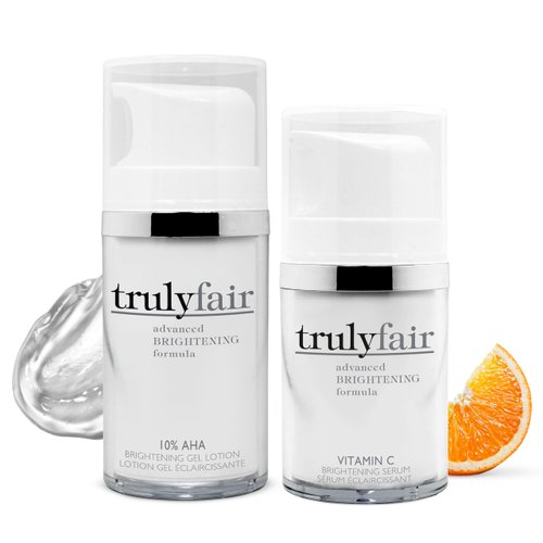 Truly Fair Face Brightening Kit–AHA Gel Lotion 1.7 fl oz & Vitamin C Serum 1 fl oz–Skincare Kit-Anti-Wrinkle Serum-Collagen Booster-Paraben-free - for Women