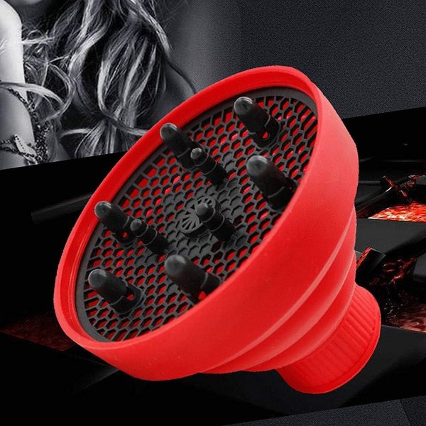 Hair Dryer Diffuser Cover Silicone Folding Hair Diffuser Travel Collapsible Hair Dryer for Blow Dryers Styling Hairdressing Tool (Red)