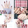 WOKOTO 20 Sheets Solid Color Nail Art Polish Wraps Stickers Strips Set with 1Pc Nail File Self-Adhesive Adhesive Nail Decals Manicure Tips