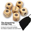 55 Pcs Left Right Center Dice Game Set，Include 6 1-inch Wooden Dices and 48 Pcs Chips, with Drawstring Bag, Easy to Store and Carry Around, Convenient for Travel