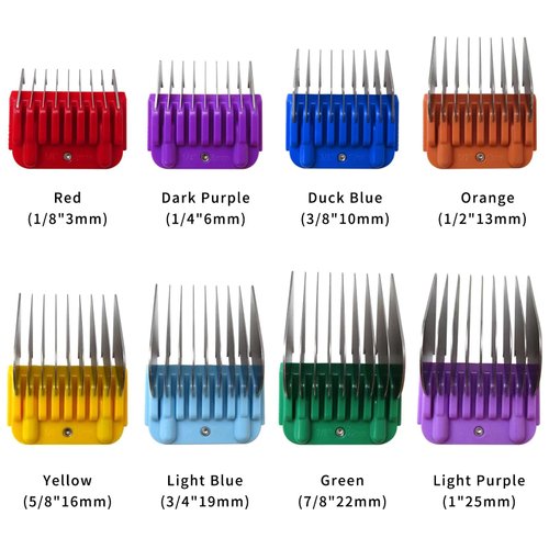Artmavin 8 Pcs Professional Colorful Hair Clipper Combs Guards Cutting Guides Fits for Most Wahl Replacement Guards Set, 1/8 Inch to 1 Inch(3-25mm)