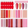 WOKOTO 20 Sheets Red Pink Nail Polish Strips Full Nail Wraps Solid Nail Stickers for Women Nail Art Polish Stickers Gel Nail Strips for Women Girls Nails Stick On Nails for Women Nail Polish Wraps