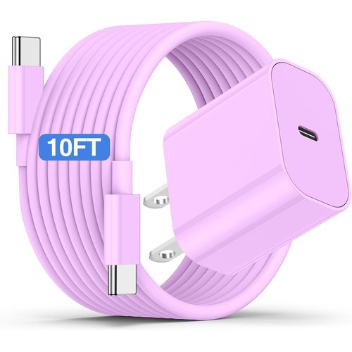 iPhone 16 15 Fast Charger and 10ft Type C to C Cable Cord Long,20W USB C Charging Block for Apple iPhone 16 Pro/16 Plus/15 Pro Max/15/iPad Wall Plug Power Adapter Cube Brick 12.9/11/Air 4th/6 Gen/Mini