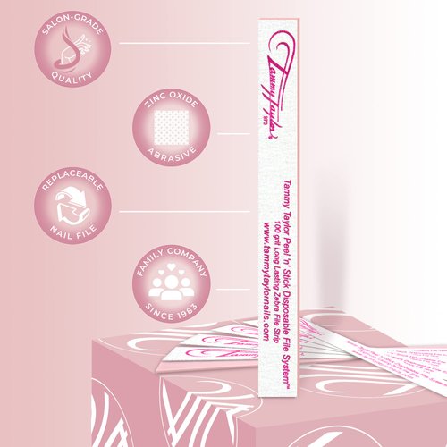 Tammy Taylor Acrylic Nail Art Files | Peel 'N' Stick Disposable Zebra 100 Grit Nail File with Professional Emery Boards | Works with Gel Polish, Acrylic Tips, Polygel and Dip Powder | 25 Pack