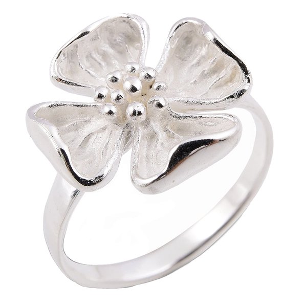Night Bazaar:Sweet Flower Sterling Silver Ring Size 6.