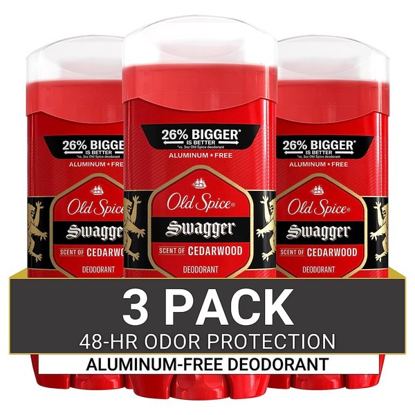 Old Spice Aluminum Free Deodorant for Men, Swagger Scent, 3.8 oz (Pack of 3)