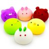 6 Pcs Mochi Squishy Toys for Kids Party Favors, Mini Round Animals Toys Kawaii Squishies for Classroom Prizes, Easter Basket and Goodie Bag Stuffers, Stress Balls Fidget Toys Bulk for Kids
