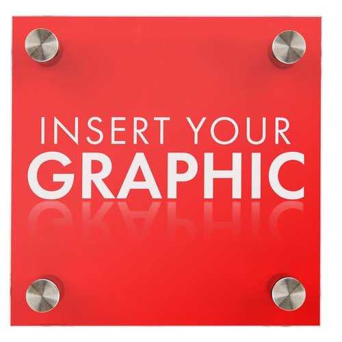 Displays2go 6" x 6" Eco-Friendly DIY Office Sign, Recycled Acrylic, Stainless Steel Standoffs - Clear (EDSIGN66)