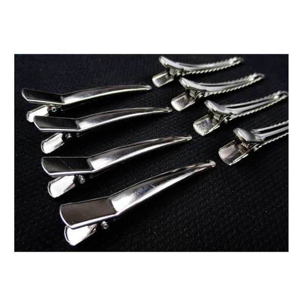 ALL in ONE 50pcs Metal Silver Single Prong Alligator Hair Clip Nickel Free 35mm