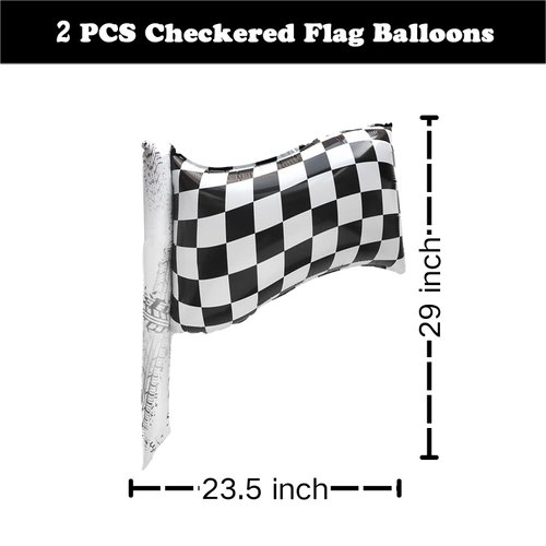PANRRPERS 2 PCS Checkered Balloons Black and White Racing Flag Balloon Checkered Flag Helium Balloons for Race Car Themed Birthday Party Birthday Decorations