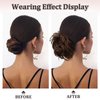 Claw Clip Messy Bun Hair Piece Real Human Hair Buns Wavy Curly Chignon Hair Bun Extensions Tousled Updo Hair Buns Claw Clip Ponytail Hairpieces with Clip for Women（Brown with Blonde Highlights 3）