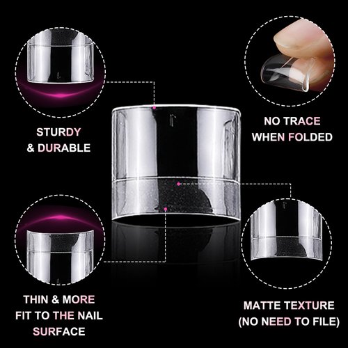 Bellelfin Toe Nail Tips, 600Pcs Gel x Nail Tips Fake Clear Toenails for Acrylic Nails Extension, Full Cover False Gel Nails Tips 12 Sizes for Home DIY Nail Salon