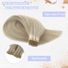 Ice White Tape in Hair Extensions Human Hair for Women,Ice White Seamless Skin Weft Tape in Soft Straight 100% Real Human Hair Extensions Tape ins Invisible Hair Extensions 14Inch Glue in Extensions
