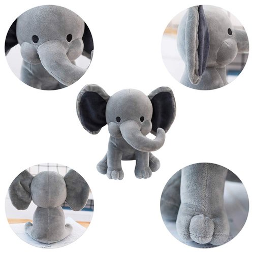 boqopod Stuffed Elephant Animal Plush Toys 9 Inch (Gray)