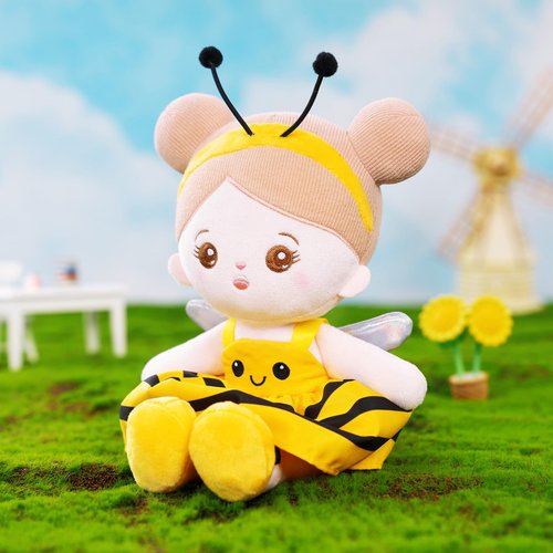 OUOZZZ Soft Baby Doll for Girls - My First Baby Doll Birthday Gifts for Girls Plush Rag Dolls Yellow Bee Dress Toy for Toddlers Kids Infants 12"