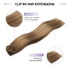 Sindra Clip in Hair Extensions Real Human Hair 18Inch Balayage Chocolate Brown Ombre Caramel Brown Hair Extensions Real Human Hair Clip ins Remy Straight For Woman 120G 6Pcs(clip#4/27/4 18inch)