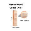 Svatv Handcrafted Neem-wood Comb For Detangling Hair For Thick, Curly And Wavy Hair, Non-static And Eco-friendly With Wide Tooth For Grooming Hair Comb For Men & Women - (N-5)