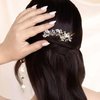 Ettika Hair Combs for Women Accessories. Gold Tone Plated Metal, Ethereal Pearl Leaf Hair Comb. Decorative Hair Combs