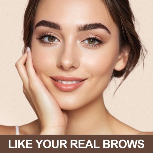 Eyebrow Stamp Stencil Kit - Eyebrow Powder, Makeup for Natural-Looking Brows, Eyebrow Stamp Kit with 27 Reusable Stencils, Easy to Use, Waterproof & Smudge-Proof, Long-Lasting, Brown